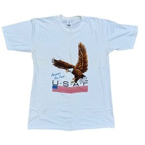 Vintage Artex‎ USA Air Force Eagle Graphic Print T-Shirt Patriotic Size Large